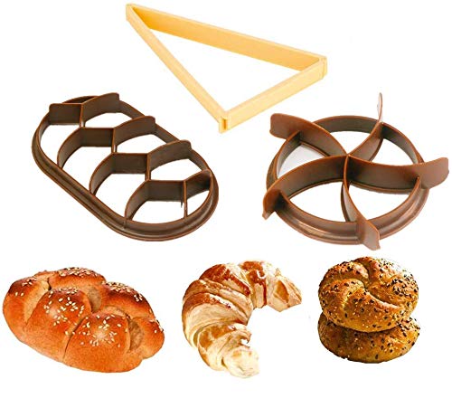 Dough Press Mold Set, Kaiser Bread Roll, German Style Bread Roll, Croissant Cutter, 3PCS Bread Press Stamp for Baking