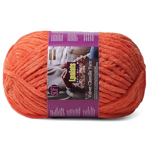 Image of Chunky Chenille Yarn for Crocheting, Orange Fluffy Blanket Yarn for Crochet | 1 Pack of 175 Yds, 7.05 Oz Fuzzy Thick Velvet Yarn for Crocheting, Plush Soft Crochet Yarn for Knitting Blankets, Amigurumi
