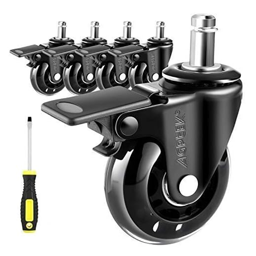 AGPtek 5-pack utbyte av kontorsstolar och hjul, universella tunga kontorsstolar med unikt bromssystem, säkert för alla golv inklusive kakel, mattor och trä, skruvmejsel ingår