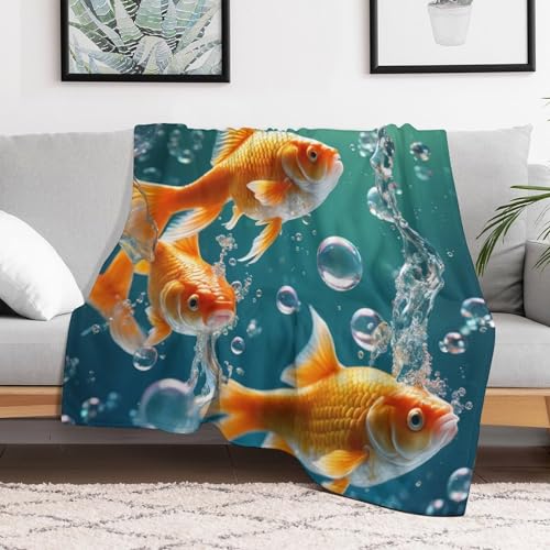 Couverture poisson douce légère, plaid duveteux microfibre pour lit et sofa - 3