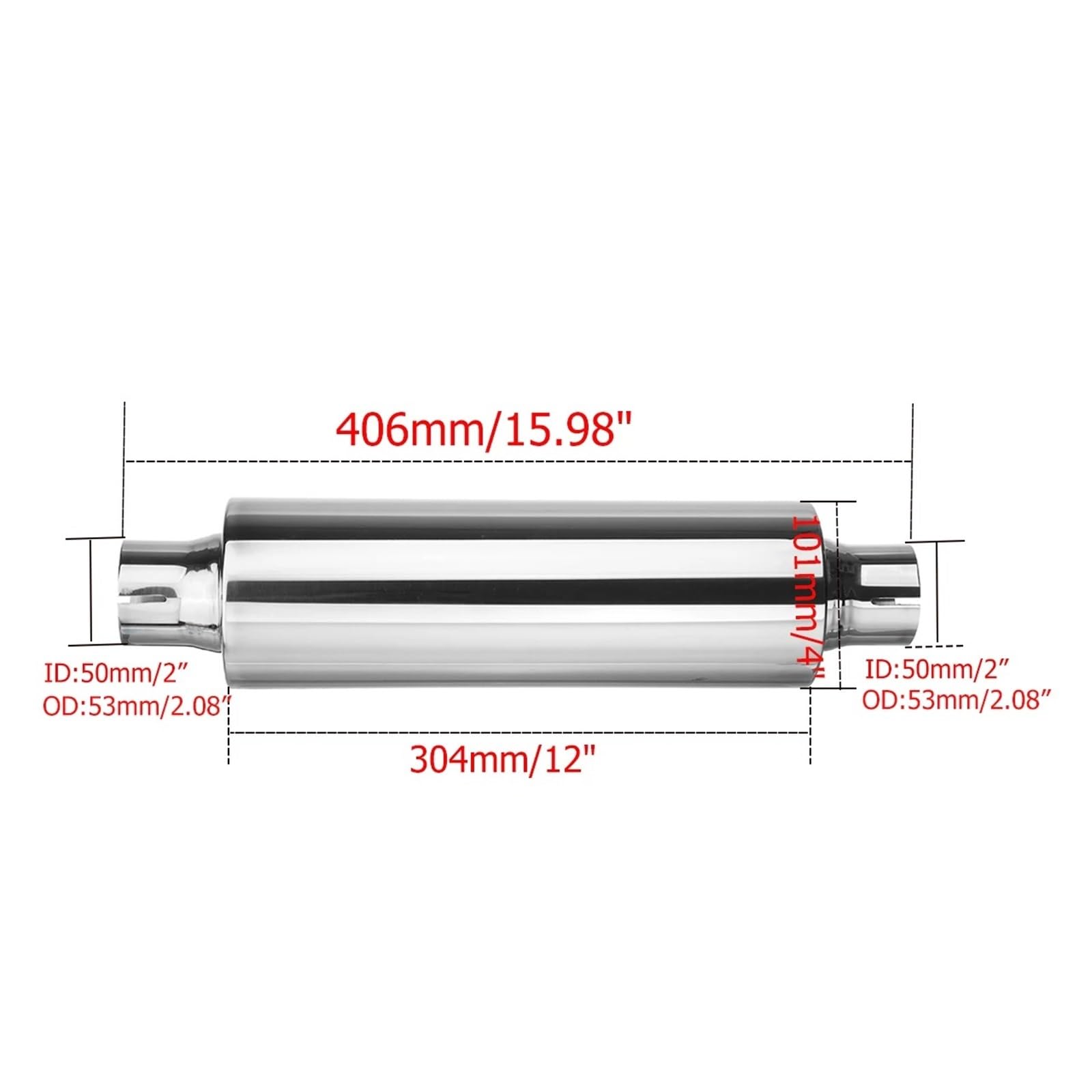 Tubo Scarico Auto Terminale Scarico Universale Per Auto Da 2" E 50 Mm Silenziatore In Acciaio Inox Terminale Scarico Silenziatore Lunghezza 16 Pollici Scarico Silenziatore
