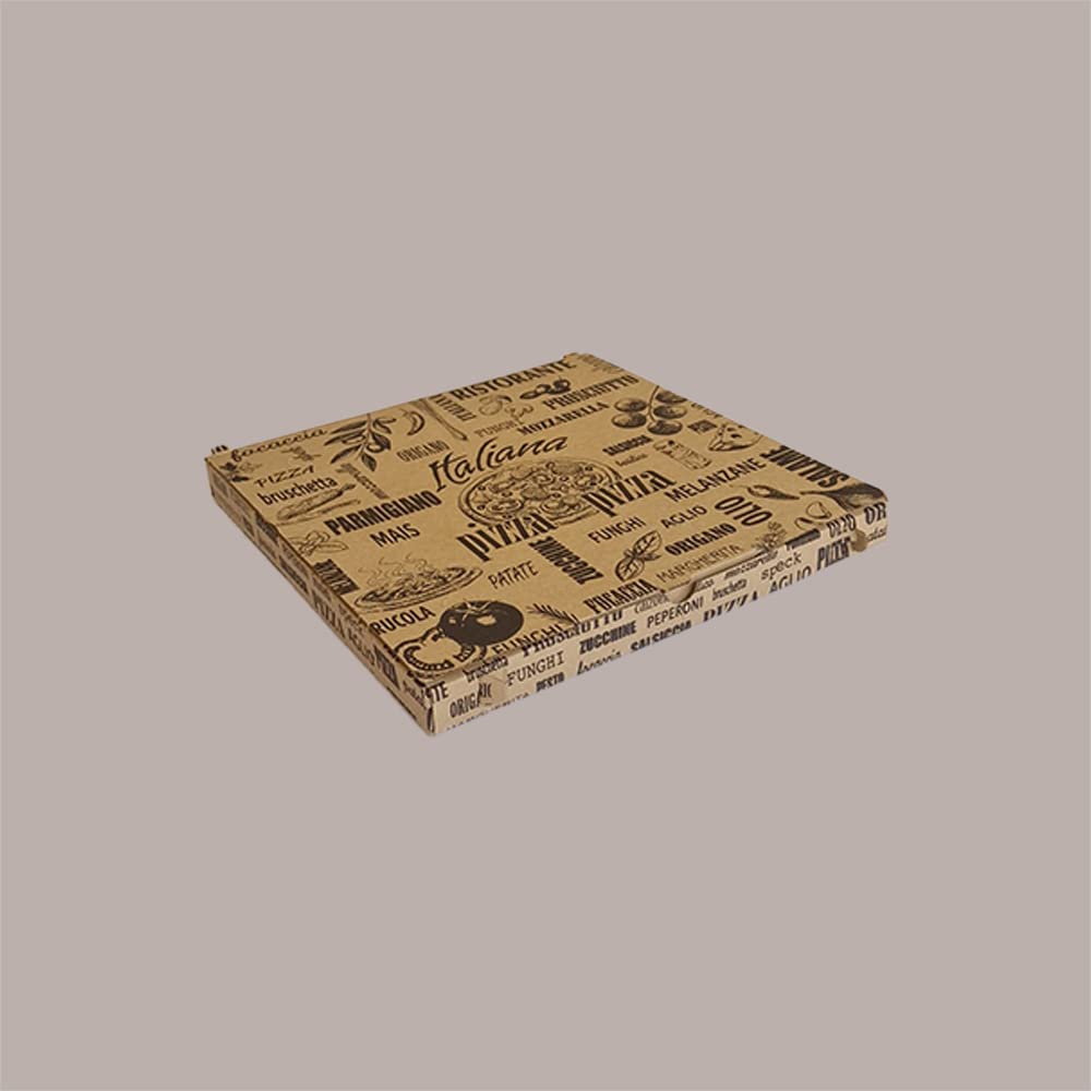 Lucgel Boîtes à pizza à emporter, 33 x 33 x 3 cm, carton Havane naturel, style vintage, lot de 100 pièces