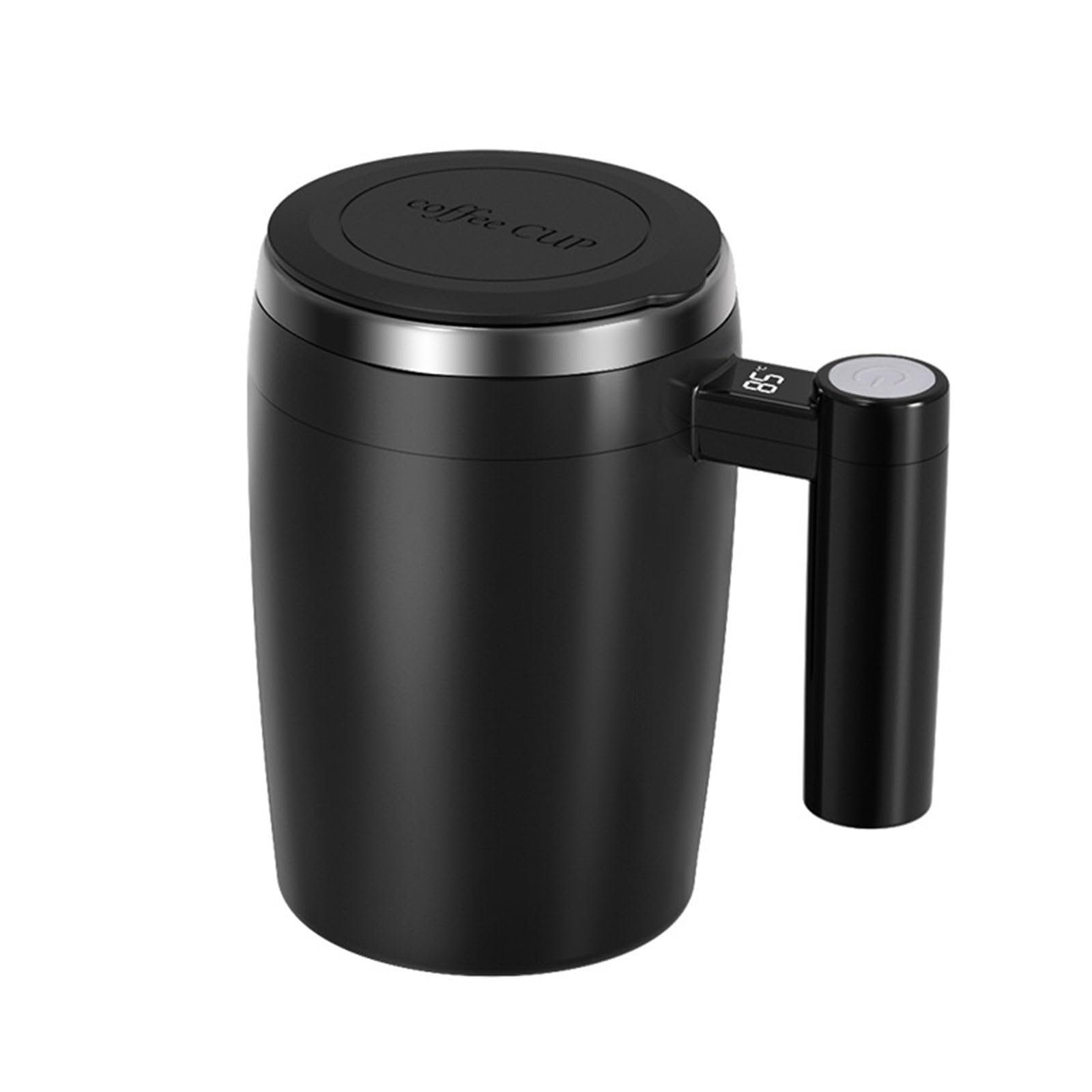 Uqezagpa Black Coffee Stirring Mug Rechargeable Automatic Mixing Cup With Digital Temperature Display Drink Mixer Coffee Cup