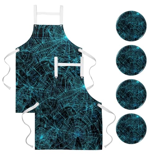 Tablier de serveuse multicolore anti-taches pour bistrot et bar avec 4 broches