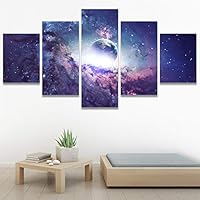 SIGNWIN 5 Panel Canvas Wall Art Modern Art Astronomy & Space Colorful Cosmic Decorative Elements Multicolor Photography for Home Decorations Ready to Hang - 60