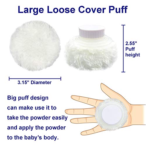 Storage Body Powder Container, Large 3.5" Fluffy Body After-Bath Powder Case, Baby Care Face/Body Villus Powder Puff Box, Makeup Cosmetic Talcum Powder Container With Hand Holder (White) #TOP4