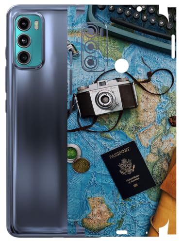 Image of AtOdds - Full Body Back Screen Guard Protector Film - Lamination Wrap Skin Sticker Compatible with Moto G60 | Scratchproof Matte Finish (Travel Map)