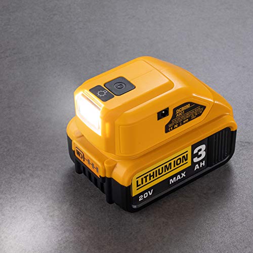 Battery Adapter for Dewalt 14.4V 18V 20V Lithium Ion Battery,DC Port & LED Work Light &Dual USB Charger,Power Source,Power Supply Compatible with Dewalt DCB090 DCB091