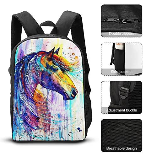 Mochila de caballo 3D unisex de 42x30x13cm para uso escolar y juvenil 7