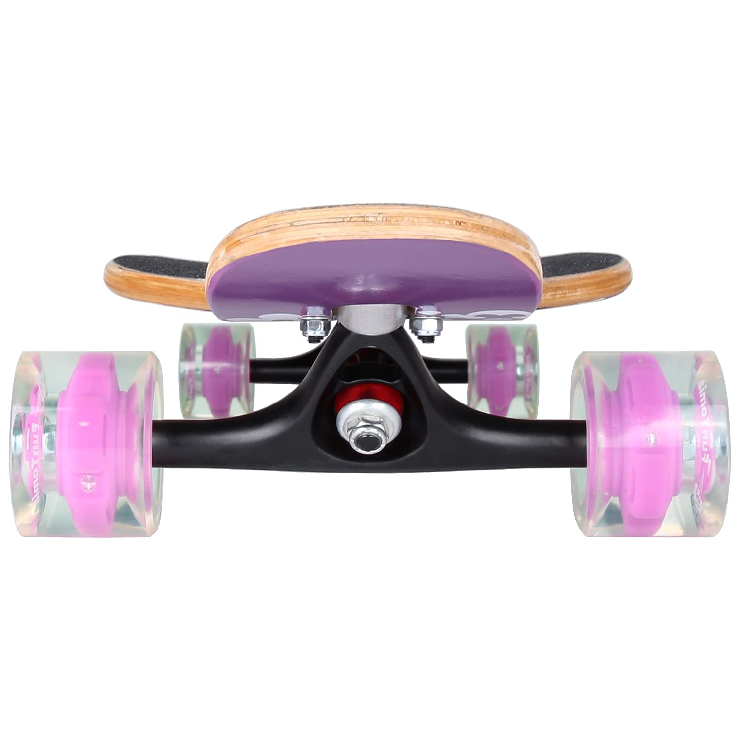 FunTomia Longboard Skateboard Drop Through Cruiser Planche complète avec roulements à Billes Mach1 High Speed T-Tool avec et sans Roues LED
