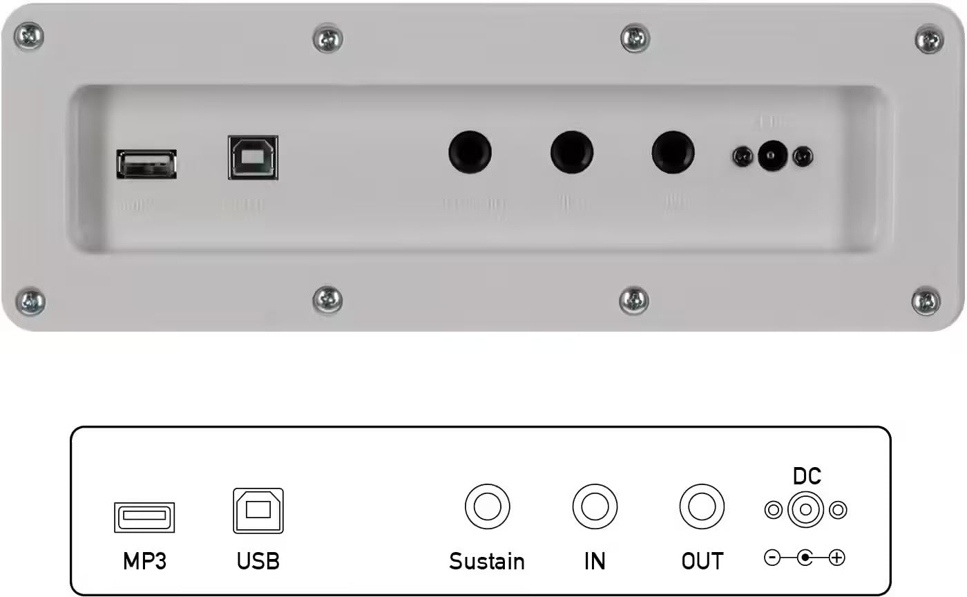 Woodbrass DP2 MK2 Piano Numérique Meuble Blanc Brillant 88 Notes Toucher Lourd PHK – Clavier Hammer Action, Bluetooth, USB MIDI/Audio, 192 Voix, 29 Sonorités, 3 Pédales, Double Sortie Casque, Finition