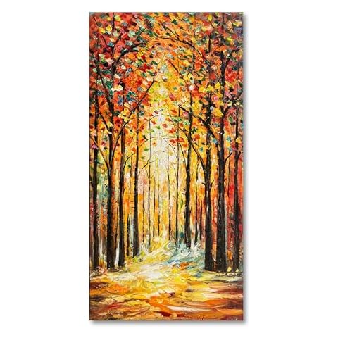 Diathou Art Hand-Painted Forest Landscape Art Oil Painting Contemporary Abstract Art 48x24 Inch Home Wall Decoration Art Cover