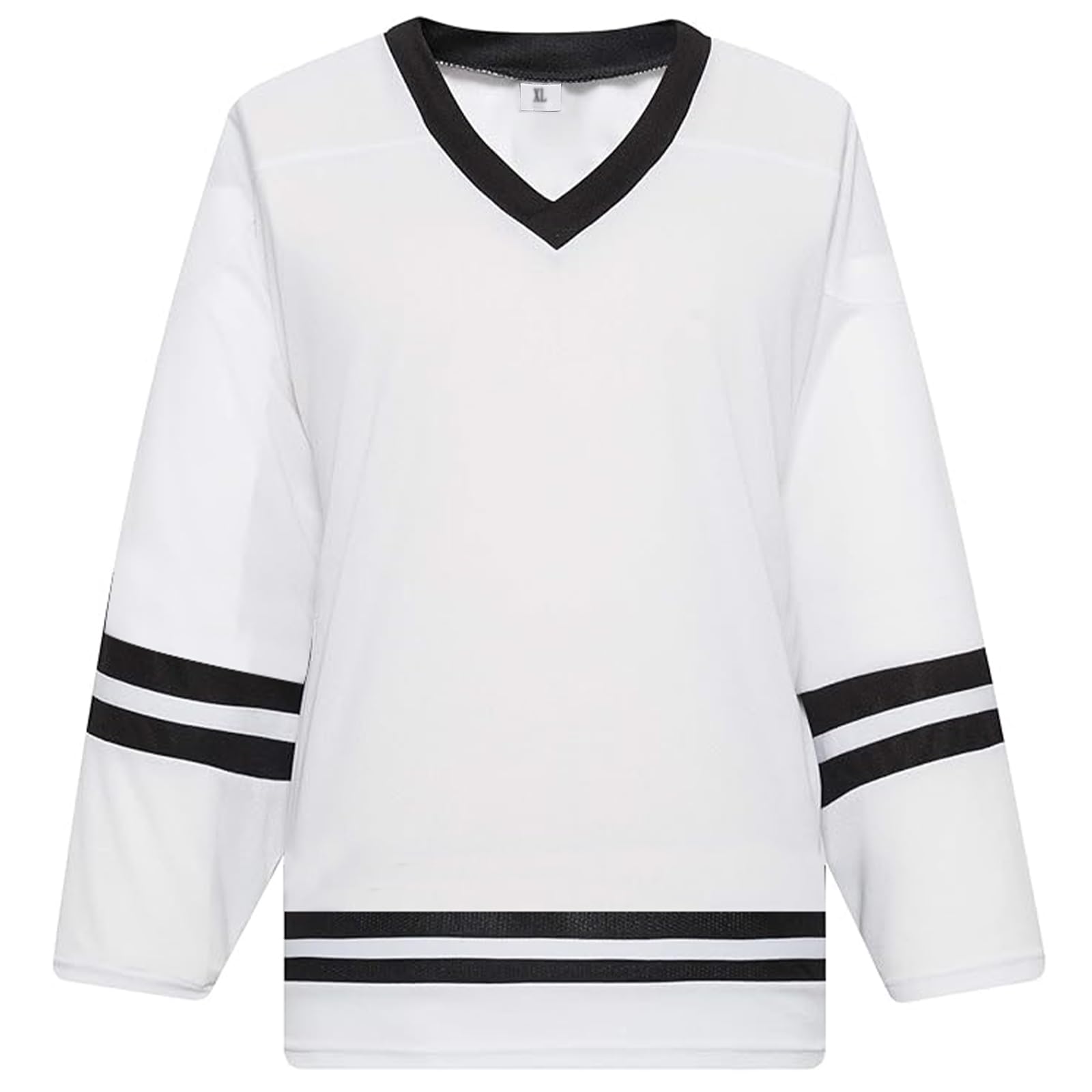 Blank Hockey Training Jersey Lightweight Fabric Long Sleeve for Ice Hockey Jersey Quick Dry Feature and V Neck Style