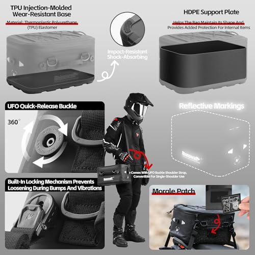 Rhinowalk Motorcycle Top Case Expantion Tail Seat Bag 16L Waterproof Dual-Use Saddle Bag with Quick-Release Straps Camera Drone Storag Thermal Insulation by Rhinowalk - Used condition - Image 5