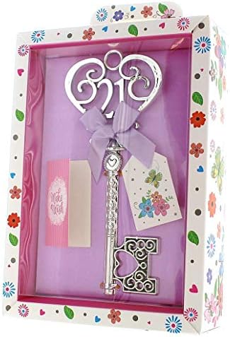 Silver Age 21 Female Keepsake Key & Bright Presentation Box - 21st Birthday Gift