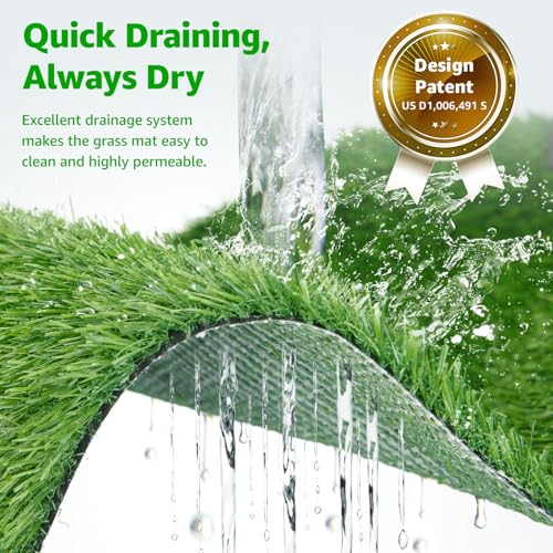 Image of Dog Grass Pad with Tray, 45 inchx29 inch Large Dog Litter Boxes with Artificial Grass, Reusable Washable Pee Pads for Dogs, Indoor Outdoor Pet Toilet Puppy Training Potty for Balcony