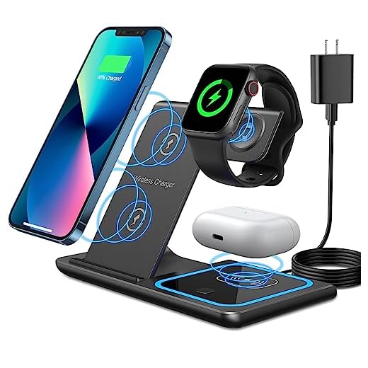 ZEBRE Chargeur à Induction 3 in 1 Chargeur sans Fil Compatible avec iphone 14 13 12 11 Pro Max/Plus/XR XS X Und iwatch Pliable Rapide Station De Recharge Charge Compatible avec Apple Watch/Airpods