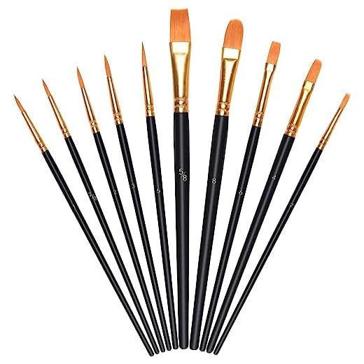 Vicloon Pinceles de Nylon, 10 Pieza, para Acuarela, óleo, Cara, Dibujo de líneas, para Artistas Principiantes, Profesionales y Amantes de la Pintura (Negro)