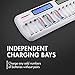 Tenergy TN438 16-Slot Smart Battery Charger for AA/AAA NiMH/NiCd LCD Display + 16 Premium Rechargeable AA Batteries