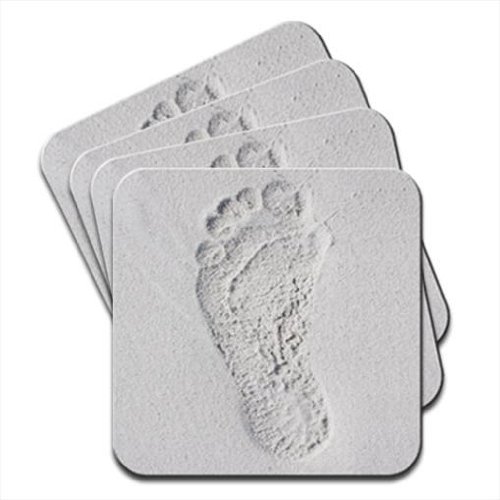 Footprint in The Sand at Beach Set of 4 Coasters