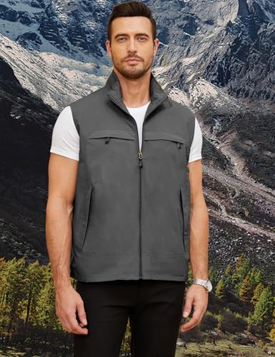 Image of Gihuo Mens Vest Casual Lightweight Vests Summer Sleeveless Jackets for Travel Hiking Fishing