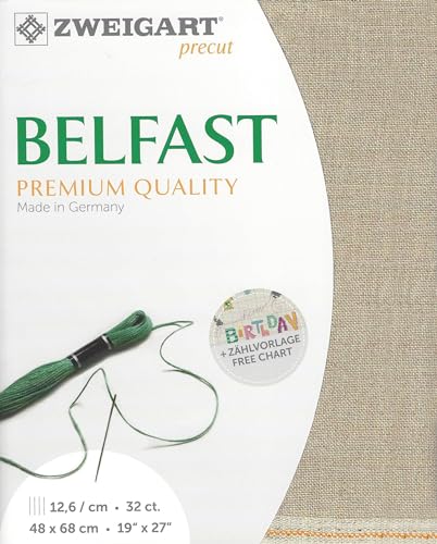 Image of Wizardi Belfast 32 Count Raw. Needlework Canvas, Cross-Stitch Fabric, Embroidery Cloth, Needlepoint Canvas. 3609 /53 Precut Zweigart