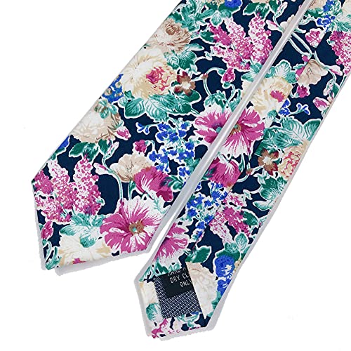 Image of Mantieqingway Men's Cotton Floral Neck Tie 2.56'' Printed Skinny Tie