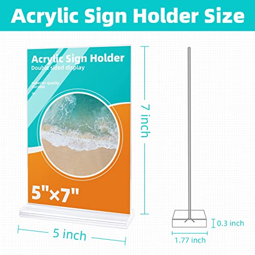 3 Pack Acrylic Sign Holder, 5 X 7 Inches Clear Table Menu Display Stand Desktop Display Stand Paper Holder Table Top Sign Holder Suitable For Restaurants, Office, Home, Store (3Pcs) #TOP1