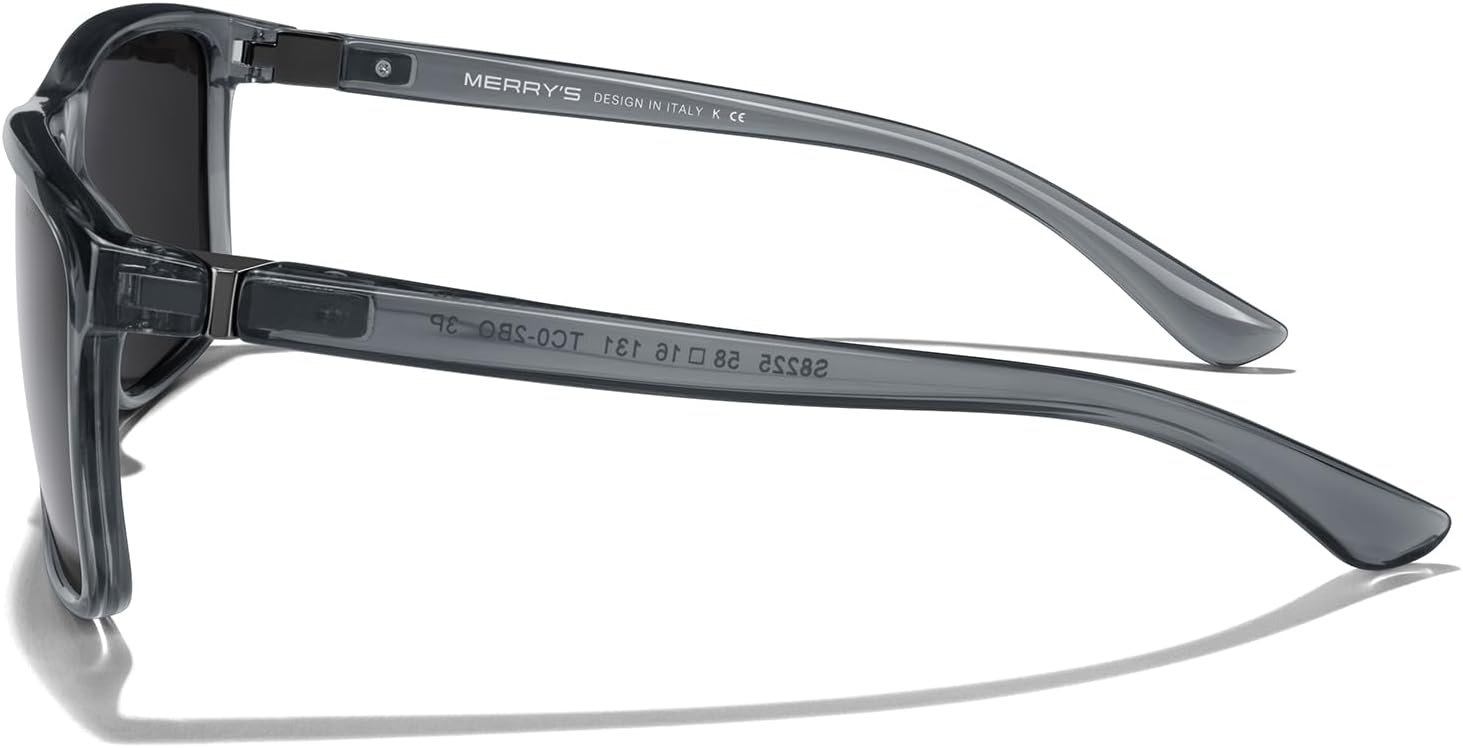 MERRY'S Rectangular Polarized Sports Sunglasses for Men Women Cycling Driving Fishing UV400 Protection S8225