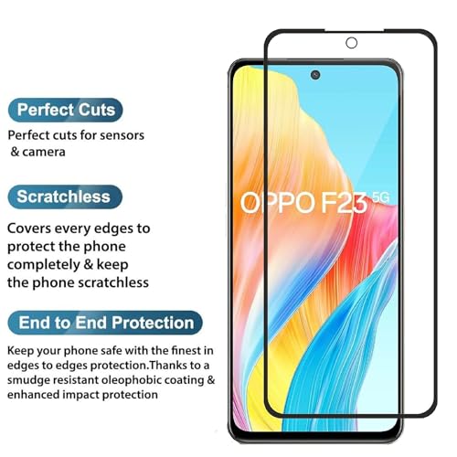 Image of Tempered Glass for OPPO F23 5G - 9H Hardness, Full Coverage, Easy Installation, Bubble-Free (Pack of 1)