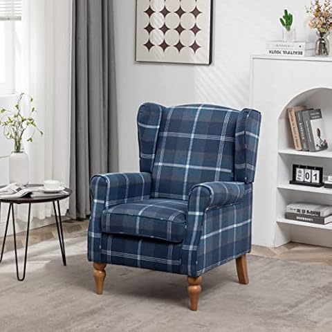 Chusstang Retro Tartan Wingback Chair Cover