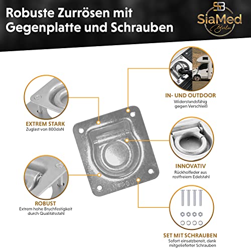 4X Zurrösen mit Gegenplatten und Schrauben, Zurrmulden, Zugkraft 800daN, Anhänger Zubehör, Verzurrösen für PKW, Anhänger… – Bild 4