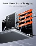USB C Bloc du chargeur, 140W 4-Port PD 3.1 Compact GaN Chargeur mural rapide pour ordinateur portable compatible avec MacBook Pro 16", MacBook Air, Dell XPS, iPad Pro, iPhone 17 16 Series,Galaxy S24, Pixel 9, Deck à vapeur