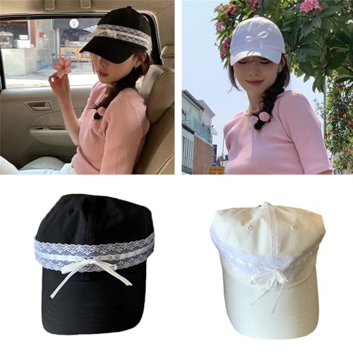 Girl Balletcore Bow Baseball Hat Balletcore Bow Versatile Hat for Spring Breathable Hat for Adults Casual Sport2