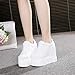 Women Fashion Platform Sneakers Wide Width High Hidden Heel Wedge Walking Shoes (7.5, Without Flower White)