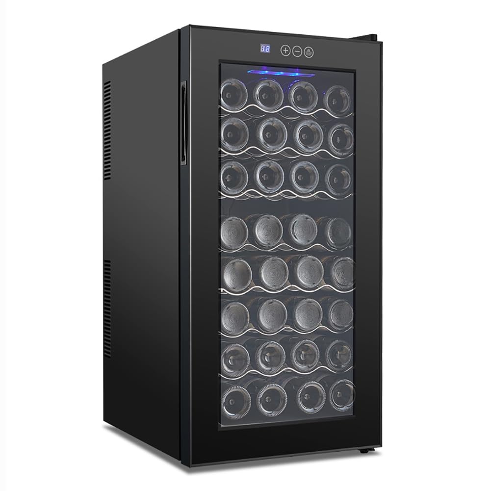 Frigorifero Per Vini A Libera Installazione, Capacità 32 Bottiglie, Con Controllo Digitale 12-18°C, Refrigeratore Per Champagne, Doppia Porta In Vetro, Frigorifero Per Vini A Zona Singola, Adatto Per
