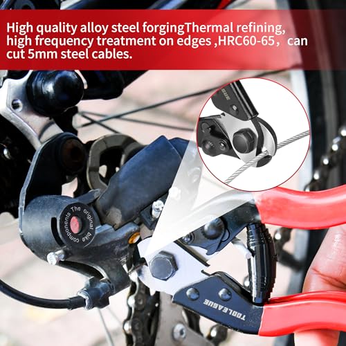 Image of TOOLEAGUE 8 inch Heavy Duty Cable Wire Cutters, Stainless Steel Wire Rope Cutter for Cable Deck Railing, Decking, Wire Seals,Aircraft Bicycle
