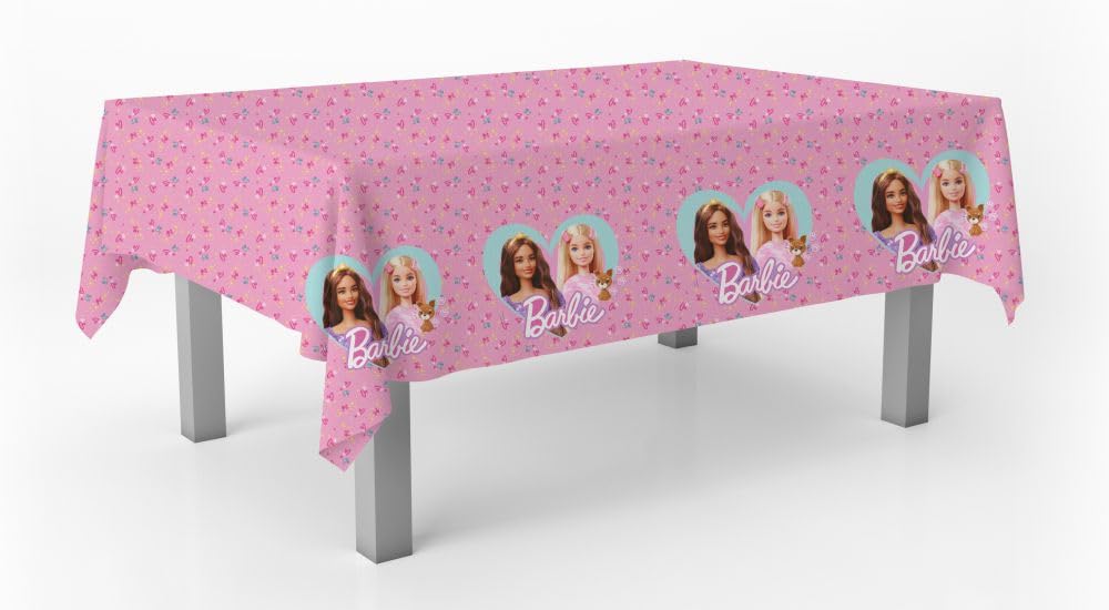Set Festa Barbie 37 Pezzi Piatti di Carta, Bicchieri di Carta, Tovaglioli, Tovaglia + 8 Cannucce di Carta per Compleanno Bambini