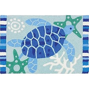Jellybean Indoor/Outdoor Decorative Blue Sea Turtle Accent Rug - 20" X 30" Jellybean IndoorOutdoor Decorative Blue Sea Turtle Accent Rug 20 X 30