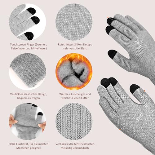 FLEERNIO Herren Winter Mütze Schal Touchscreen Handschuhe Set Thermo Beanie Wintermütze Strickmütze Winterschal Winterhandschuhe Geschenk für Männer