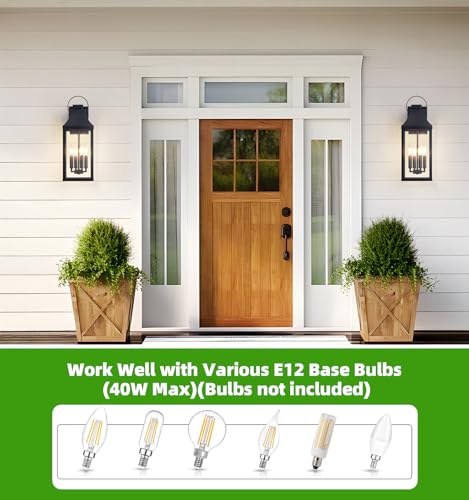 Image of 22'' Large Outdoor Wall Lantern, Black Exterior Lighting Fixture 1 Pack