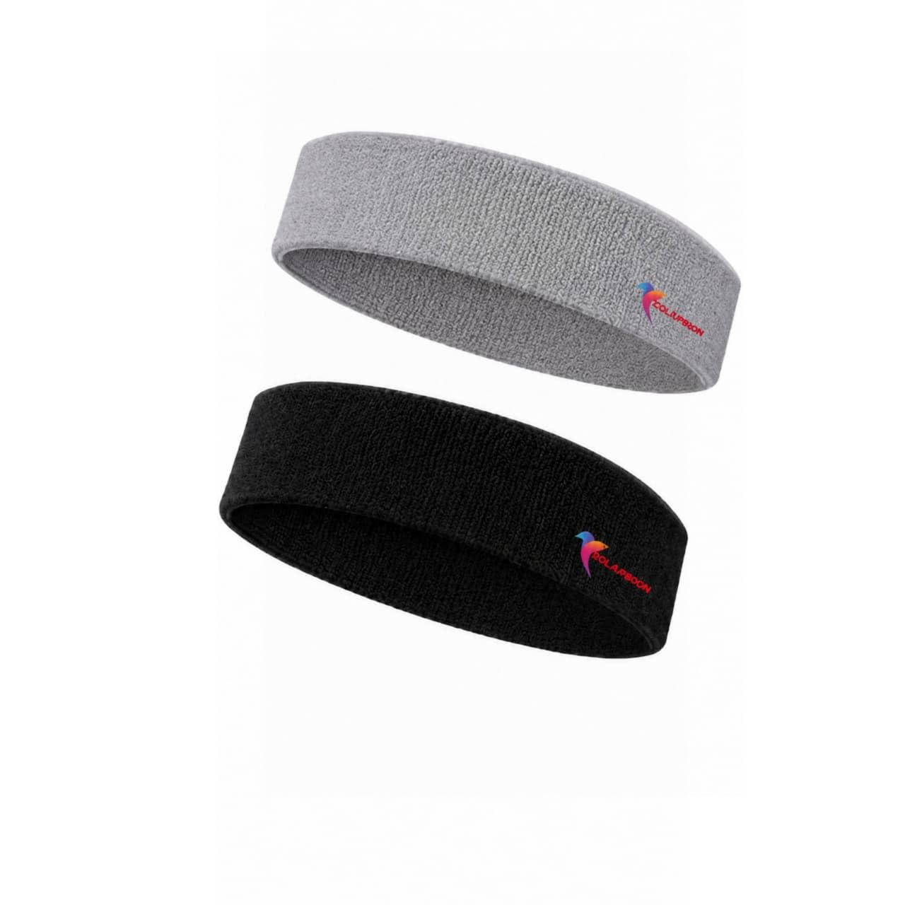 Cotton Sports Head Band Combo (Black & Gray) | Sweat Absorbent | Stretchable | Unisex | Pack of 2-image-49