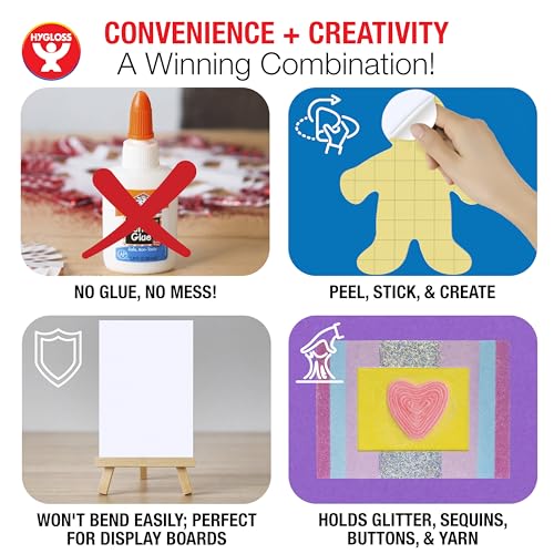 Image of Hygloss Sticky Collage Boards - 6 Pack 3 inchx5 inch Self Stick Collage Boards for Kids - Peel & Stick Mounting Boards for Art Projects, School Crafts, Classrooms, and DIY Displays