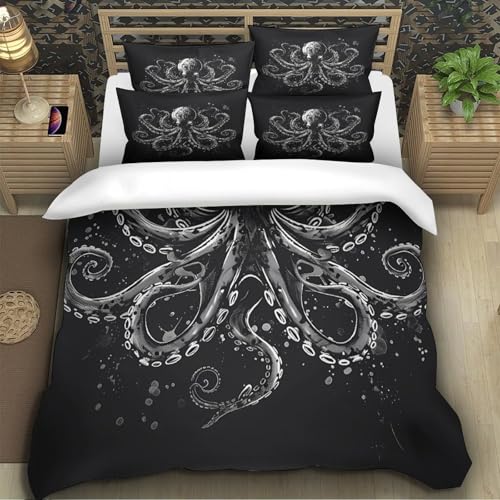 Parure de lit 3D OceanWave 200x200cm style japonais en microfibre