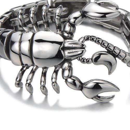 COOLSTEELANDBEYOND Mens Stainless Steel Large Scorpion Bangle Bracelet3