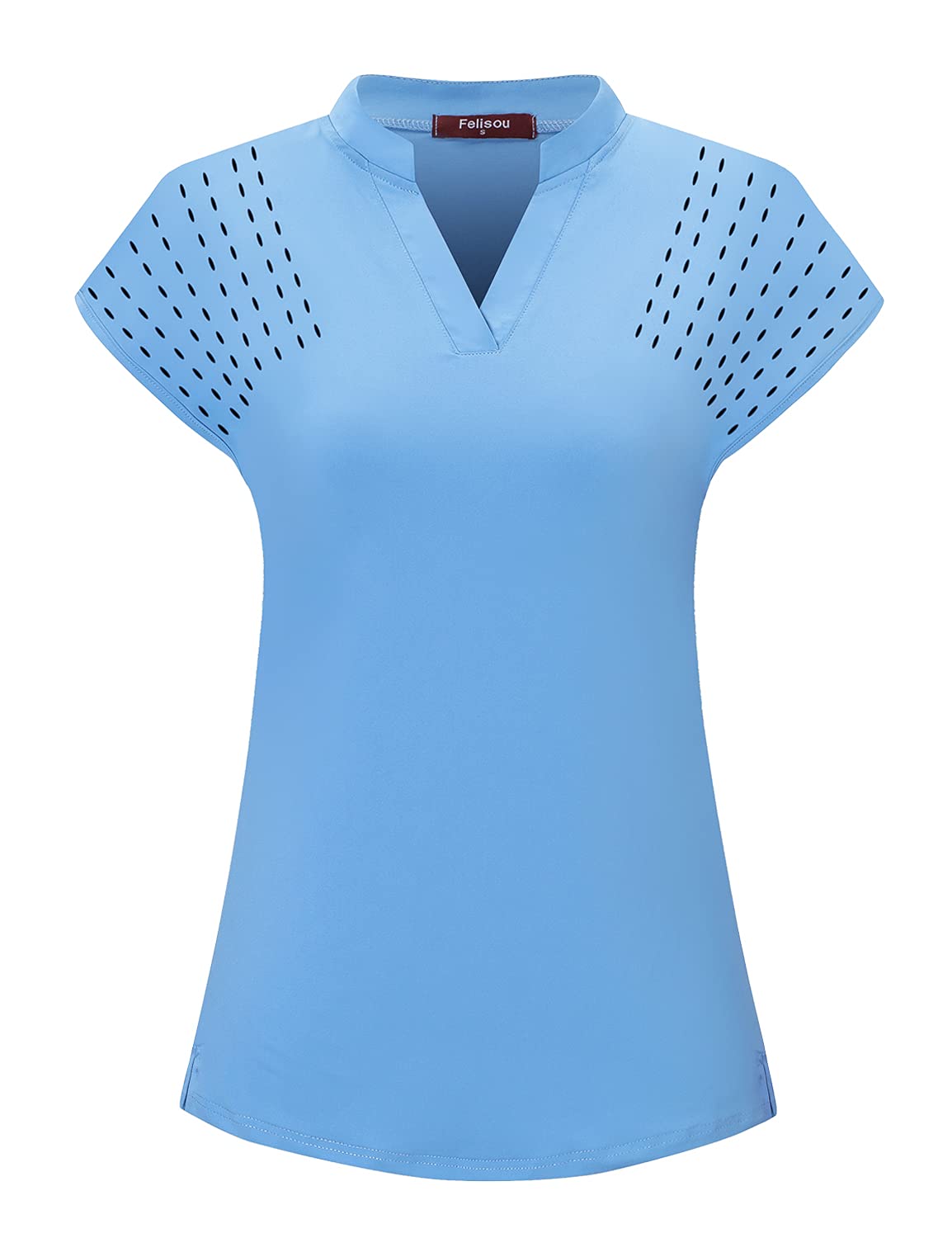 Felisou Womens V Neck Golf Polo Shirts Short Sleeve Sport Shirt Workout Tops