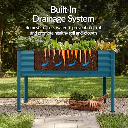 Image of Best Choice Products 48x24x30in Galvanized Raised Garden Bed, Metal Elevated Planter Box, Vegetable Garden for Backyard, Patio, Balcony, 100% Non Toxic Materials - Peacock Blue