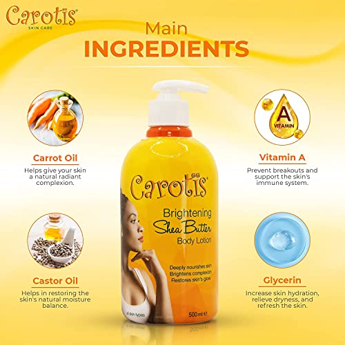 CAROTS, Skin Brightening Body Lotion 17.6 fl oz / 500ml Helps to Remove Dark Spots, with Shea Butter, Arbutin Complex and Vitamin A - Image 3