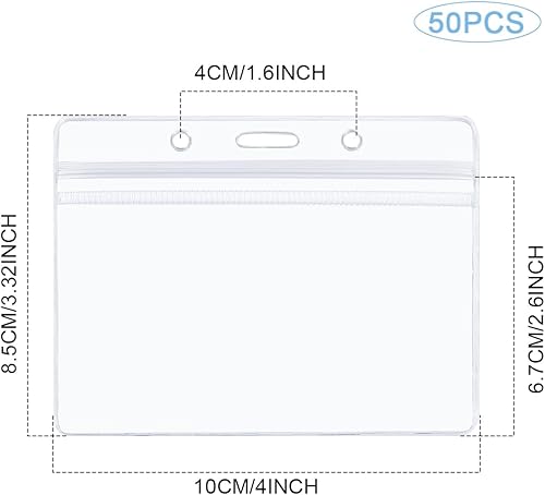 Miniatura 3 de 50 tarjetas de identificación, soporte de identificación de PVC con cierre resellable para viajes de negocios y suministros de oficina
