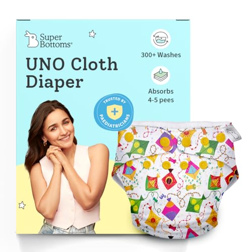 Image of SuperBottoms NEW UNO Freesize Cloth Diaper | Cloth diaper for babies 3M to 3Y | Washable & Reusable cloth diaper | Comes with cloth diaper insert | 1 Diaper and 1 Organic cotton Soaker